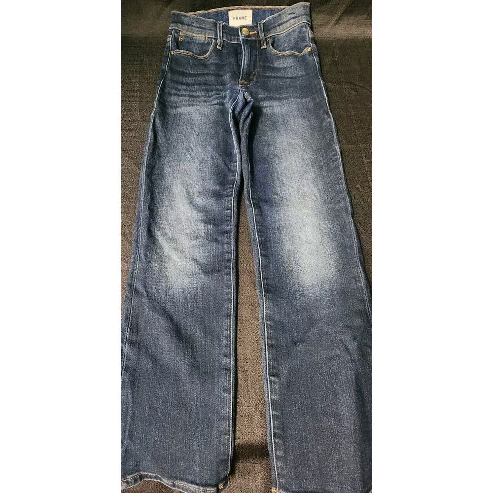 Frame Jeans Women's 25 Le High‎ Straight Leg Cropped Dark Blue Stretch Denim EUC - Picture 4 of 11